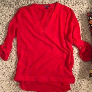 Express red vneck blouse